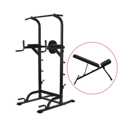 Tour d’alimentation avec banc, station de dips et banc amovible réglables