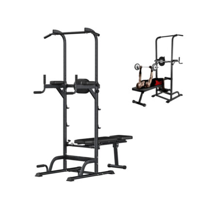 Tour d’alimentation avec banc, station de dips et banc amovible réglables en hauteur à 10