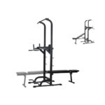 Tour d’alimentation avec banc, station de dips et banc amovible réglables en hauteur à 10